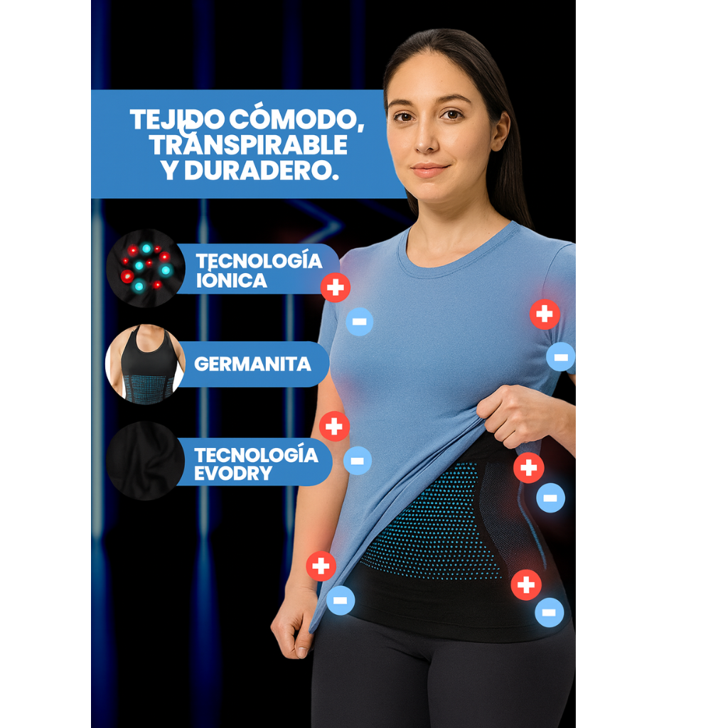 🔥FiberPulse™ Camiseta Reductora Femenina - Tecnología Iónica e Infrarroja