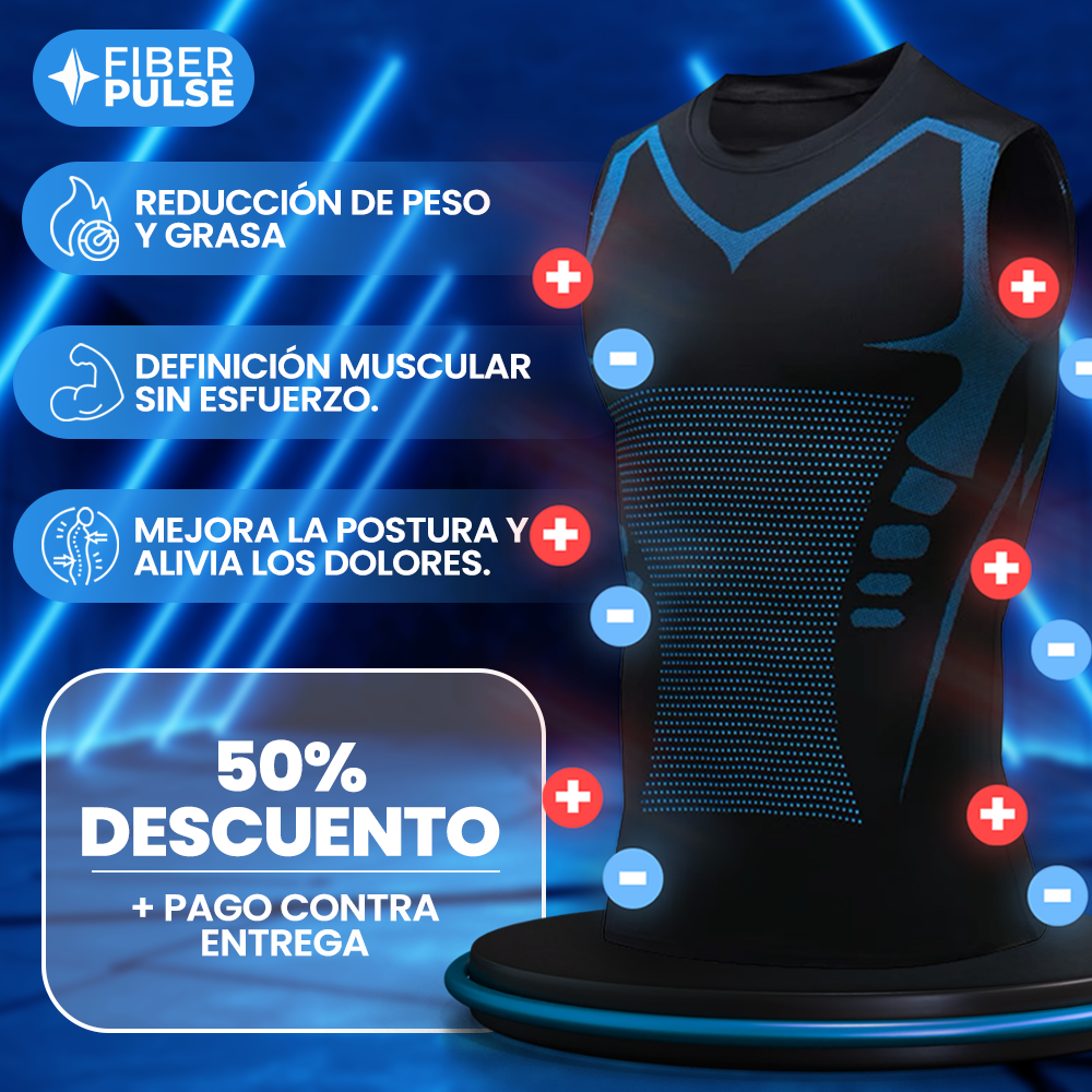 🔥FiberPulse™ Camiseta Reductora Masculina - Tecnología Iónica e Infrarroja