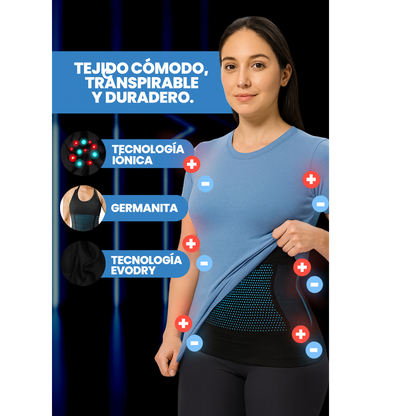 🔥FiberPulse™ Camiseta Reductora Femenina - Tecnología Iónica e Infrarroja