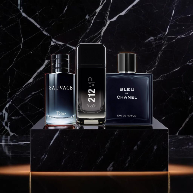 PAGA 1 Y OBTÉN 3 - Kit de Perfumes Premium Masculino (l00ml) - Sauvage & 212 VIP Black &  Bleu de Chanel